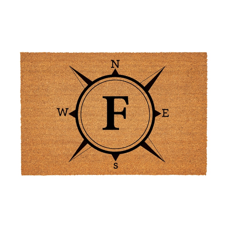 Coastal Coir Mat Compass Monogram 36"x24" - Letter F
