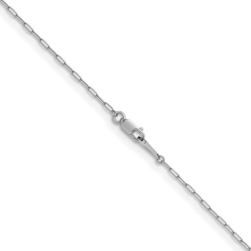 Curata Italian 18k White Gold 1.4mm Oval Chain Necklace For Women (Lobster)