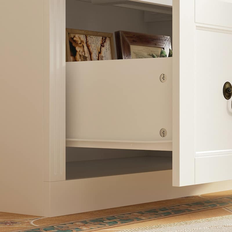 China Cabinet Tempered Glass Doors Storage Cabinet White Tall Bookcase