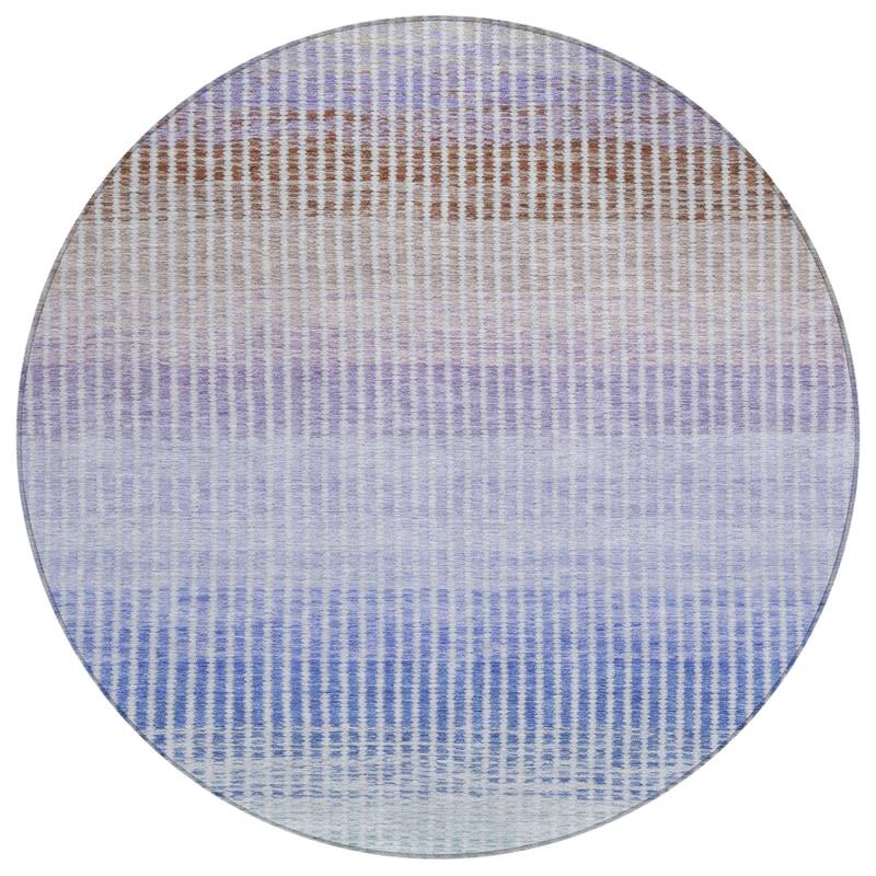 Machine Washable Indoor/ Outdoor Contemporary Stripes Chantille Rug