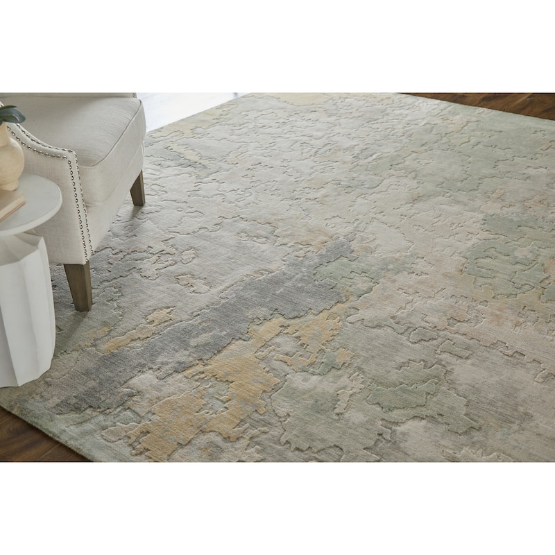 Grand Bazaar Hartman Machine Made Abstract Modern Area Rug - 2' x 3' - Ivory/Green/Orange