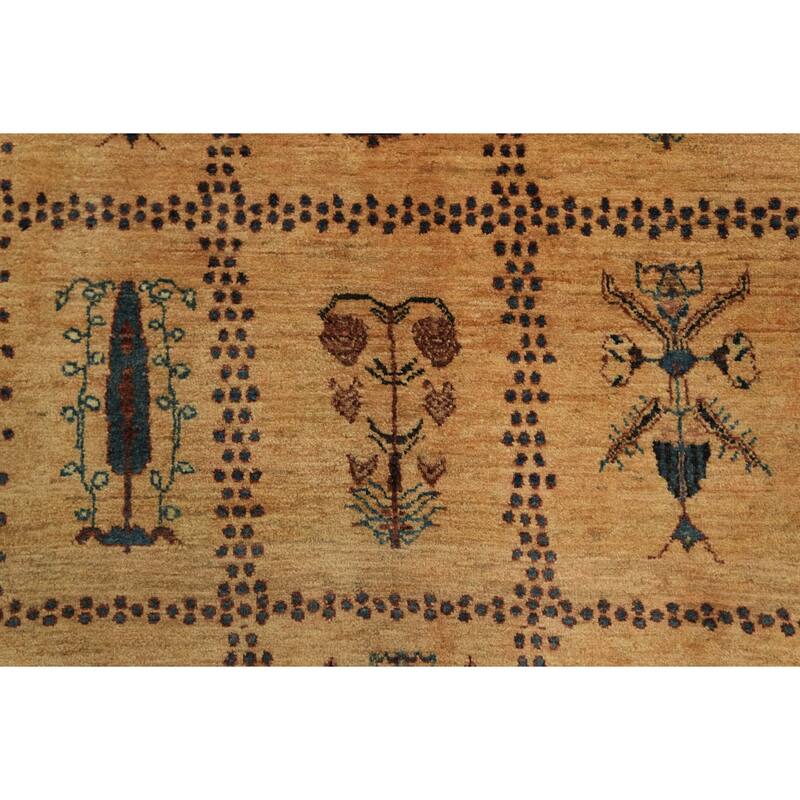 Hand Knotted Oriental 100% Wool Carpet Traditional Tribal Peach Gabbeh (Qashqai) Area Rug - 6' 7'' X 3' 11''