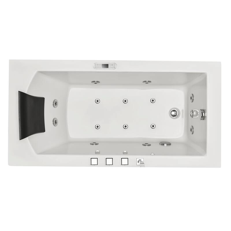 5 ft Acrylic White Rectangular Whirlpool Bathtub w Fixtures