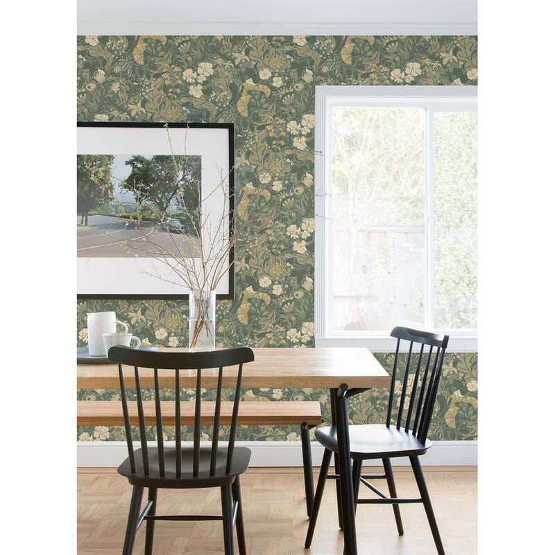 A-Street Prints Elise Sea Green Nouveau Gardens Wallpaper