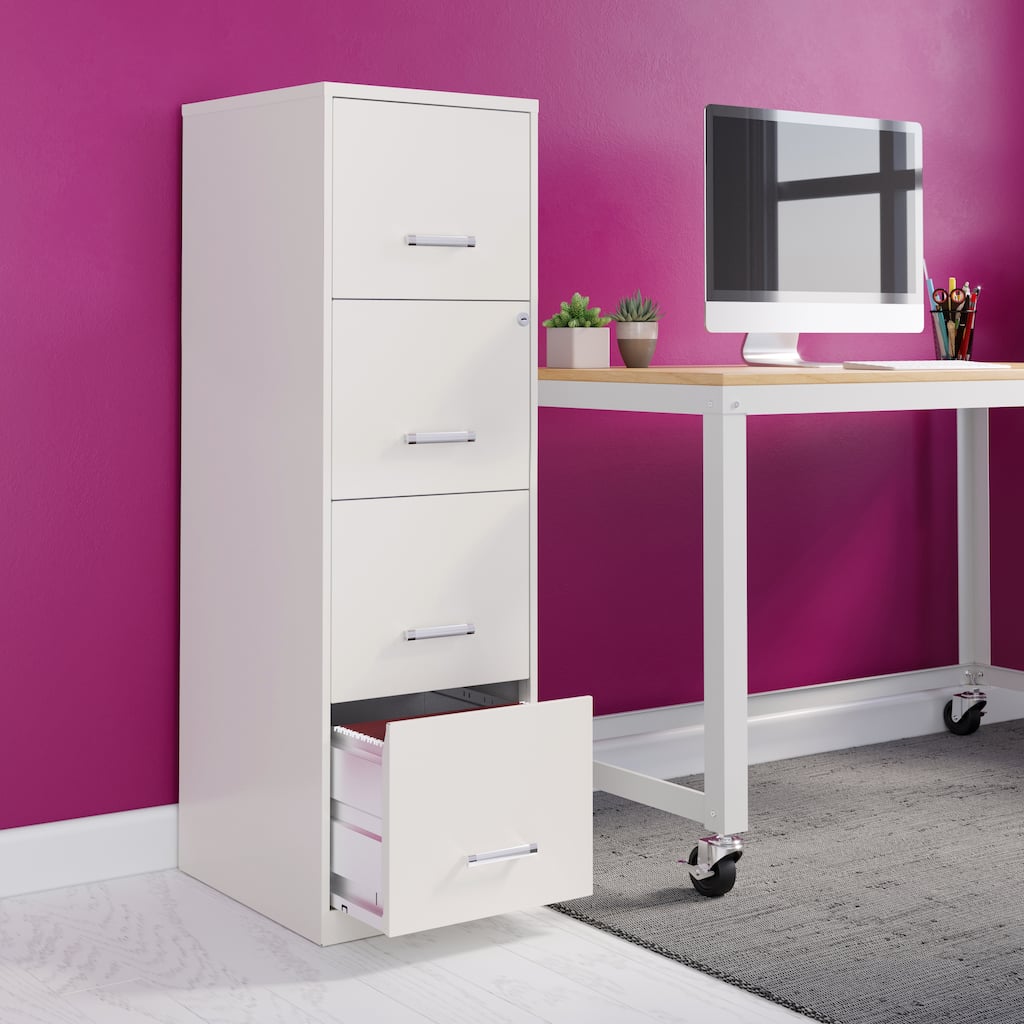 Space Solutions Pearl White 4 Drawer Metal Vertical File Cabinet