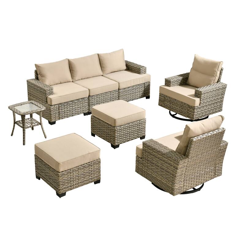 XIZZI 8-piece Wicker Patio Furniture Set with Swivel Chairs