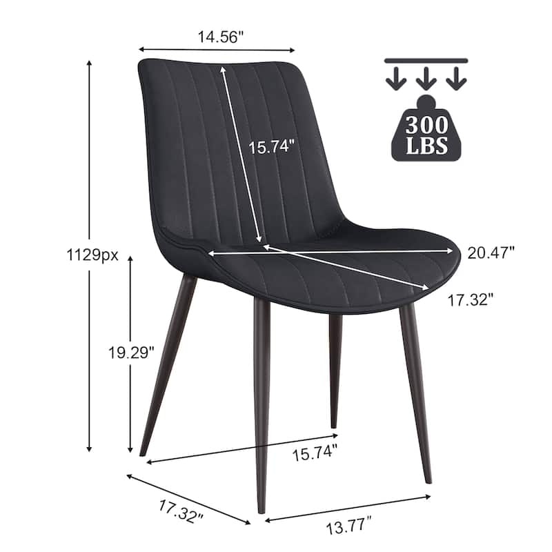 PU Leather Dining Chair with Metal Legs, Wave Pattern Upholstered Armless Chair Set of 4 for Kitchen, Restaurant, Living