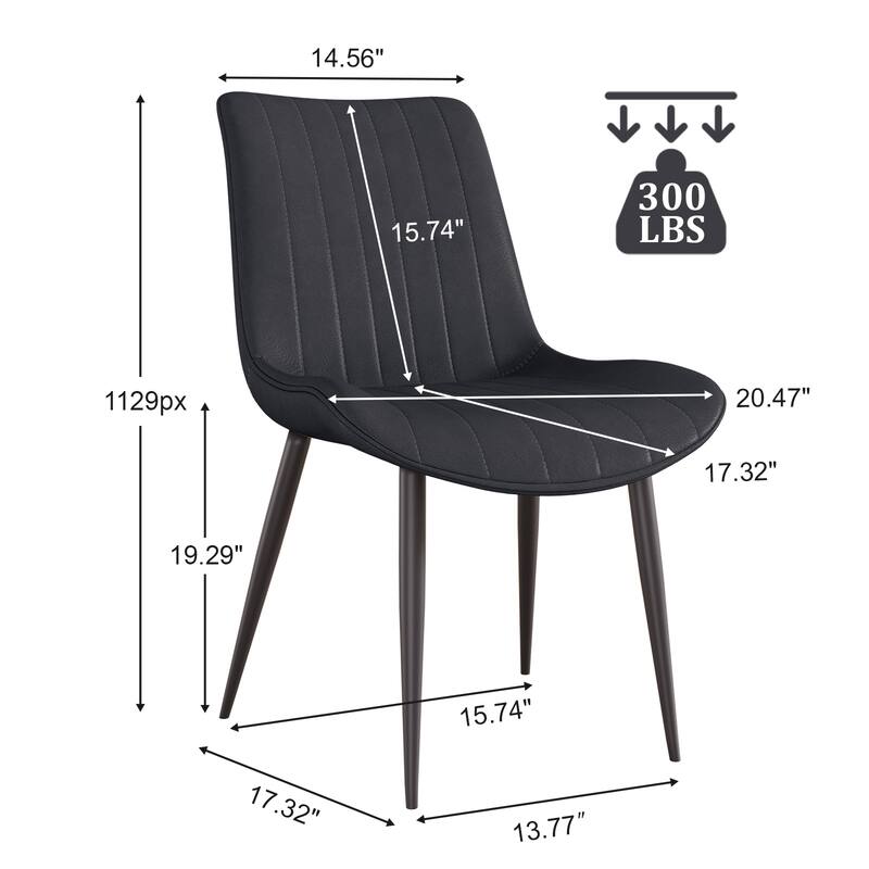 PU Leather Dining Chair with Metal Legs, Wave Pattern Upholstered Armless Chair Set of 6 for Kitchen, Living