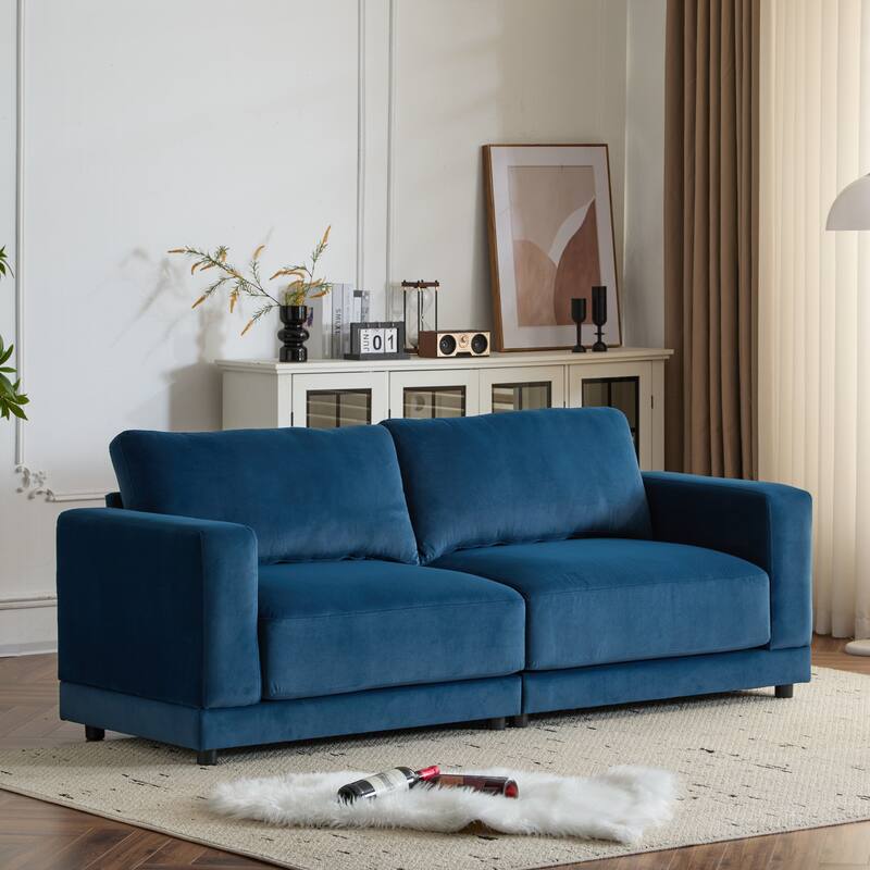 81" Classic Polyester 3-Seater Sofa with Soft Fabric Upholstery