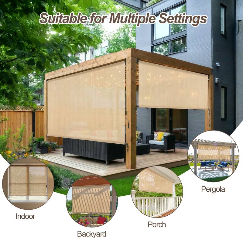 Aoodor Patio HDPE Fabric Roller Shade