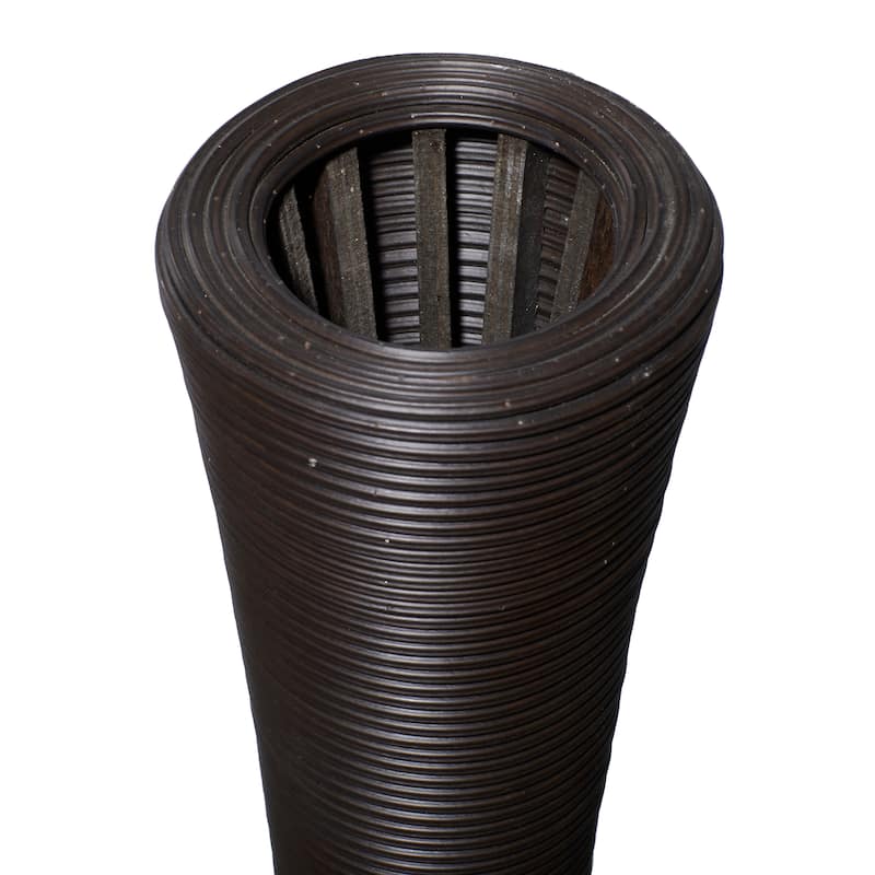 Brown Faux Seagrass Tall Woven Floor Decorative Vase with Dark Brown Wrapped Neck