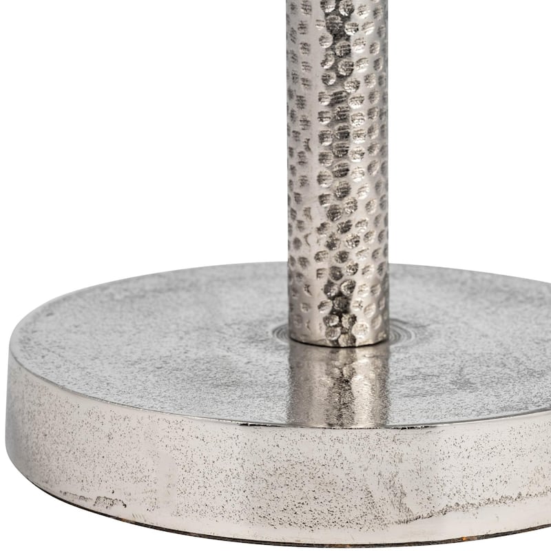 Round Flat Base Drink End Table - 24" - Silver and White