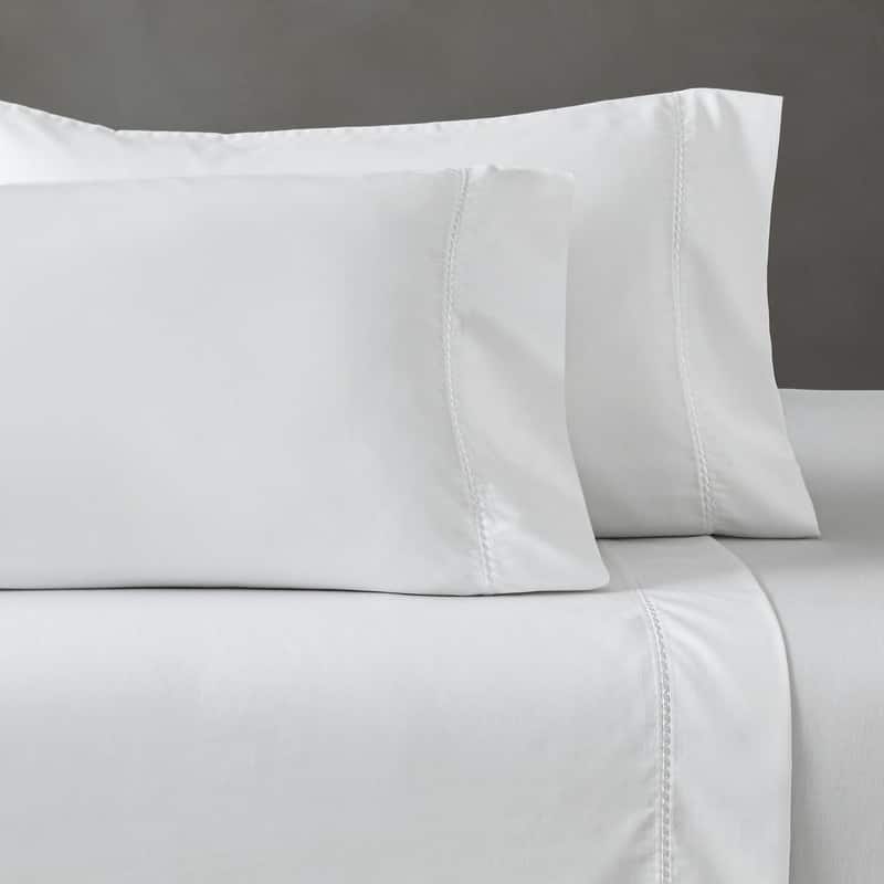 Superior Imperia Cotton Blend Embroidered 600 Thread Count Pillowcases, Set of 2 - Standard - White
