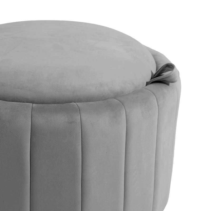 29" Modern Velvet Round Storage Ottoman
