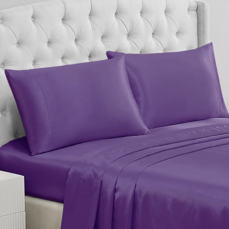 Juicy Couture Silky Satin Pillow Cases - Purple - King