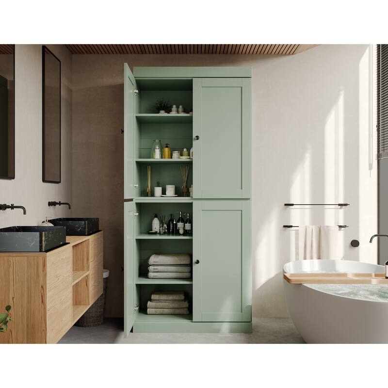 Palace Imports 100% Solid Wood 32" Bathroom Storage Cabinet with Shaker Doors and Adjustable Shelves