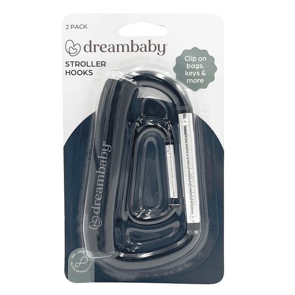 slide 2 of 2, Dreambaby Stroller Hooks, 2-Pack Black, Gray