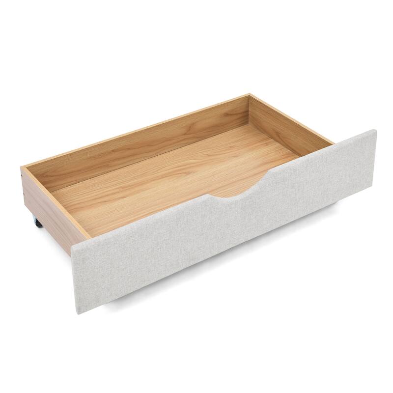 Roomfitters Twin/Full/Queen Upholstered Daybed with Tufted Backrest, Nailhead Trim and Underbed Storage Trundle