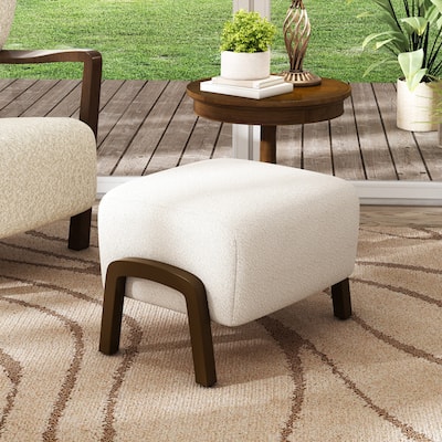 Christopher Knight Home - Mina Boucle Storage Ottoman with Solid Wood Legs