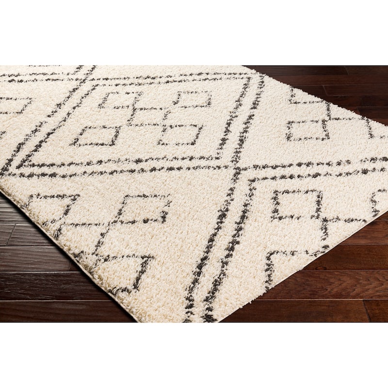 Livabliss Medaria Boho Diamond Plush Area Rug