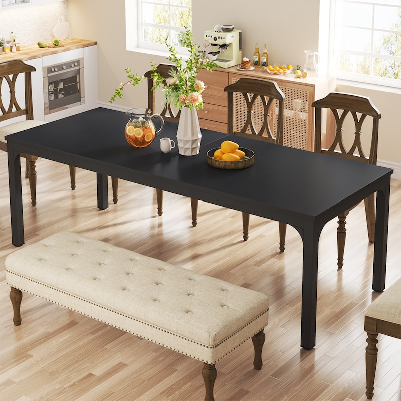Dining Table for 6-8 Person, 78 inch Long Rectangular Kitchen Dining Table for Living Room - Black