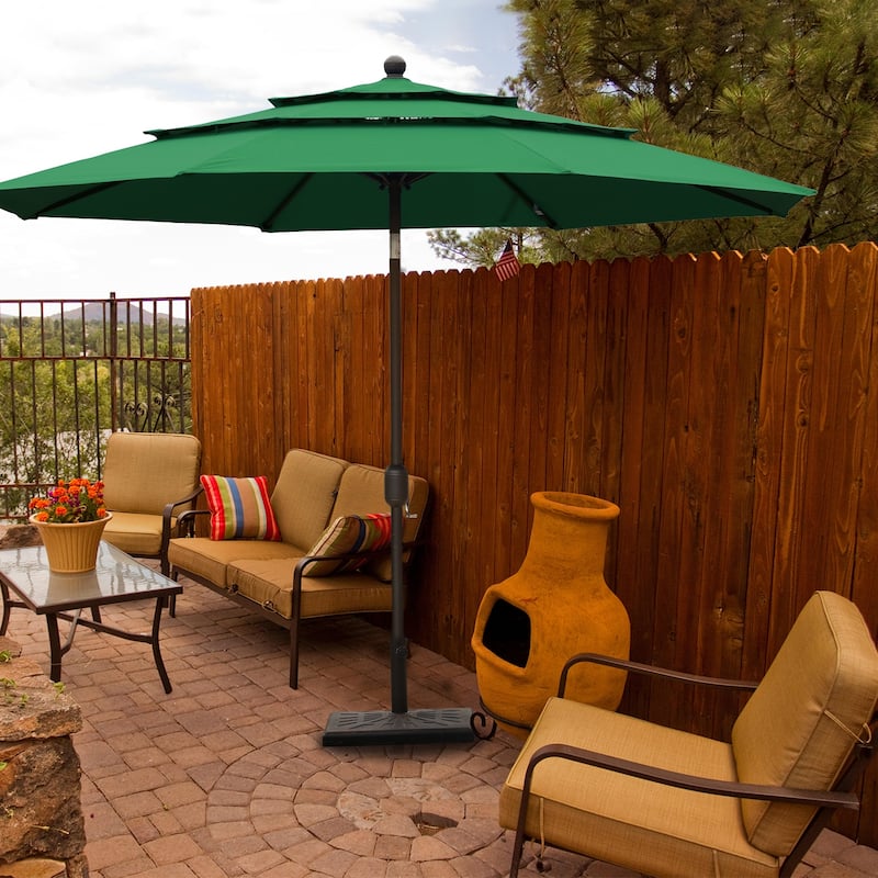 Aoodor Patio Umbrella 10 ft. for Dining Table Outdoor Market Yard Use 3 Tier Ventilation (Umbrella only) - Green