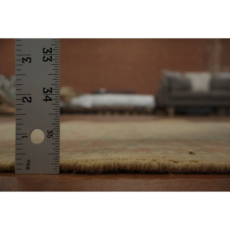 Hand Knotted Oriental 100% Wool Carpet Traditional All-Over Yellow & Gold Ziegler Area Rug - 3' 9'' X 2' 0''