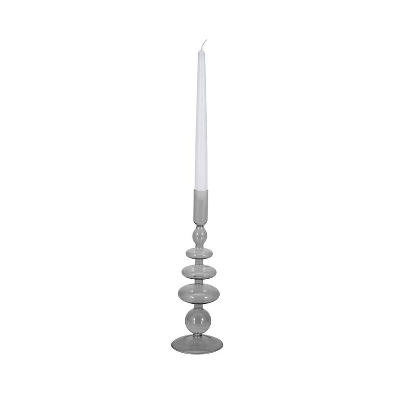Sculptural Glass Candle Holder with Rounded Accent Base - Modern Tabletop Candle Holder for Any Room