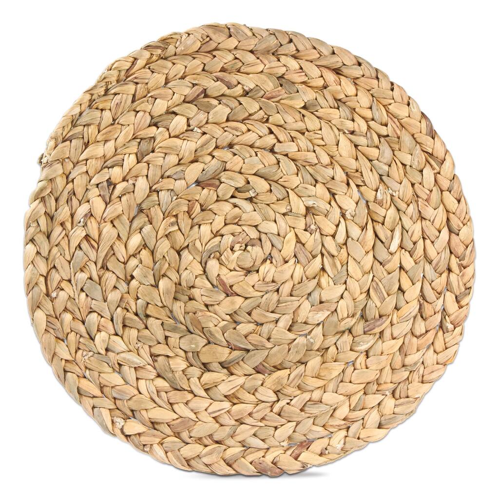 Braided Water Hyacinth Round Placemat 15 Inch Diameter Natural Everyday Wipe Clean with Dry Cloth