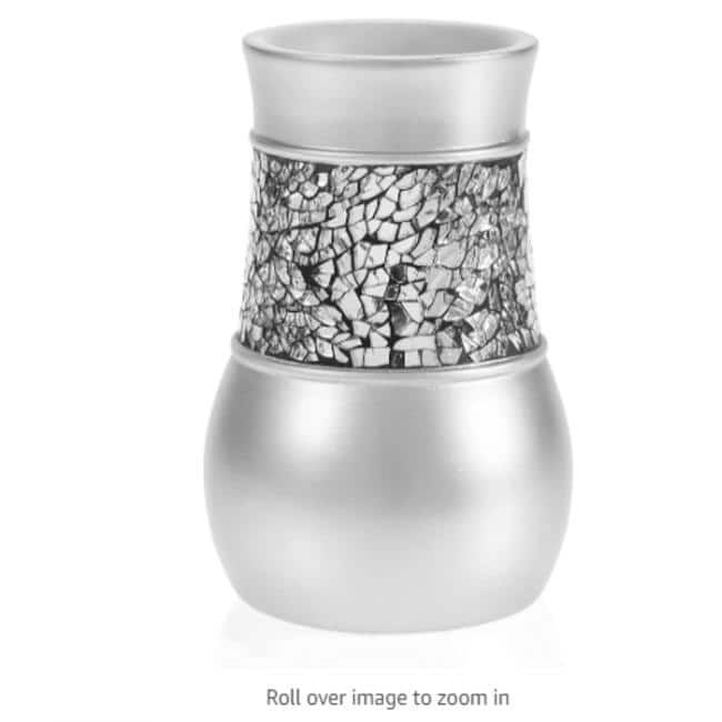 Creative Scents Crackled Glass Silver Bathroom Tumbler Cup