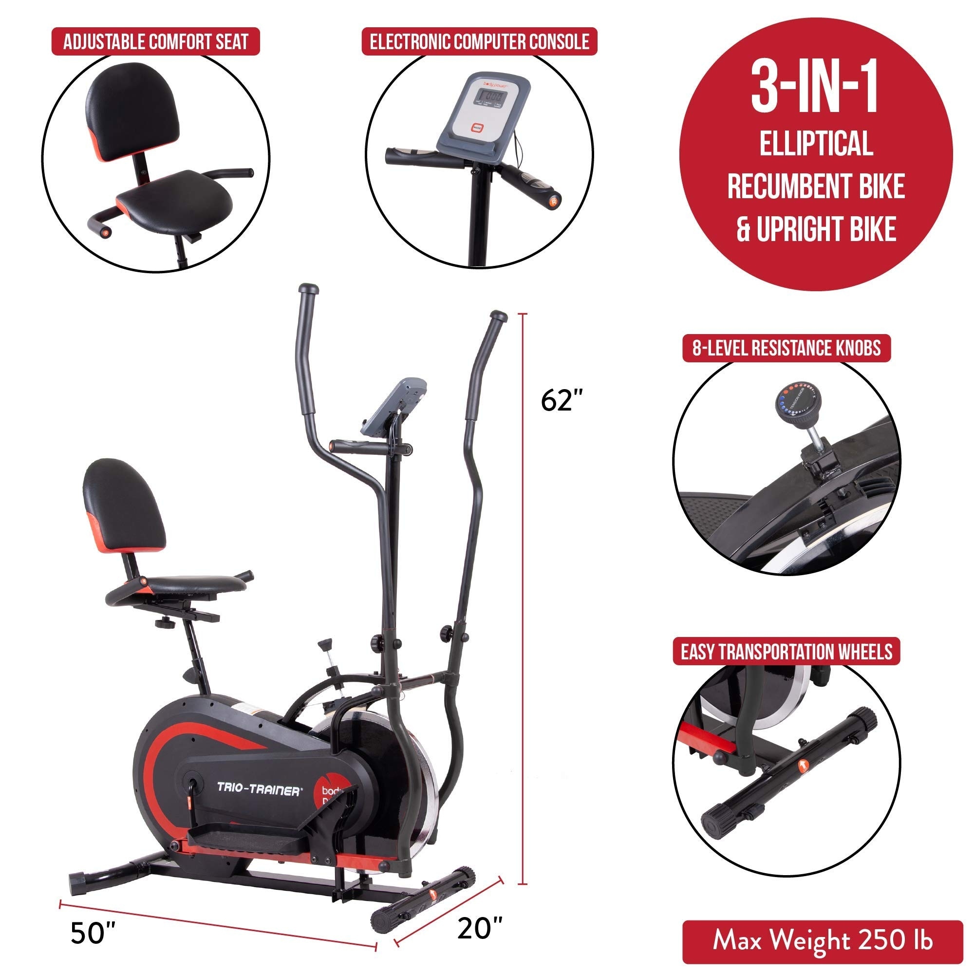 PATENTED in Exercise Machine, Elliptical with Seat Back