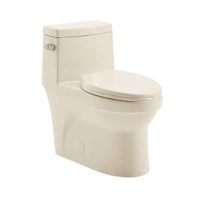 Tours One Piece Elongated Left Side Flush Handle Toilet 1.28 Gpf In Bisque - 29.2" x 14.95" 28.4"