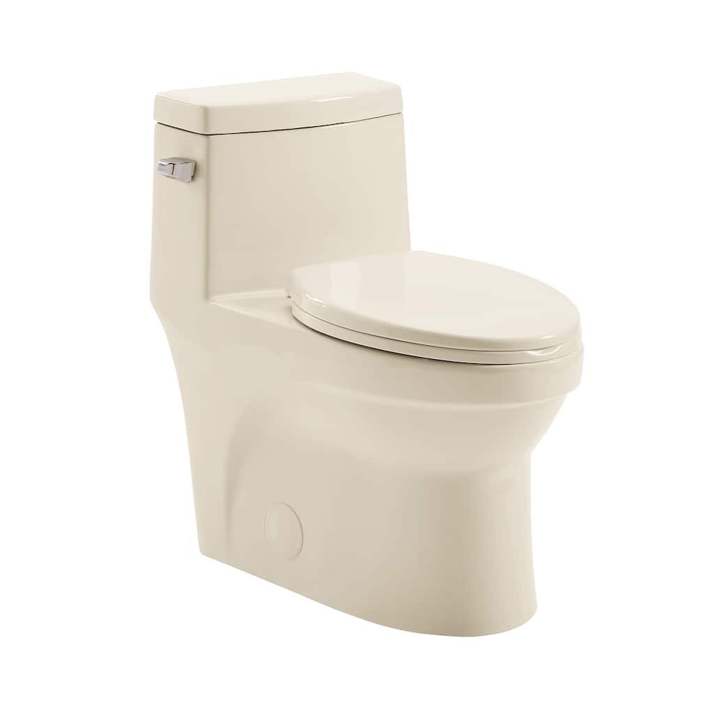 Tours One Piece Elongated Left Side Flush Handle Toilet 1.28 Gpf In Bisque - 29.2" x 14.95" 28.4"
