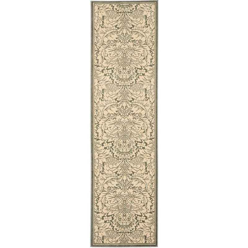 SAFAVIEH Treasure Floral Suzanna Ivory Rug - 2'2" x 8' Runner - Light Blue/Ivory