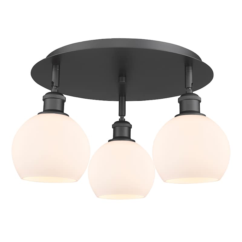 Innovations Lighting Athens - 3 Light 18" Flush Mount - Matte White/Matte Black