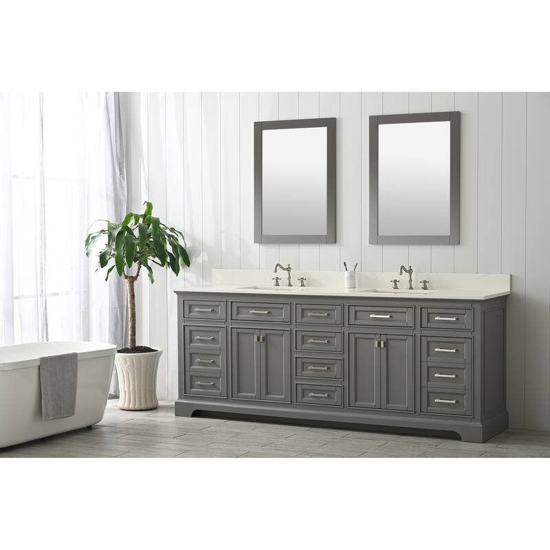 84" Milano Classic Double Bathroom Vanity in Gray
