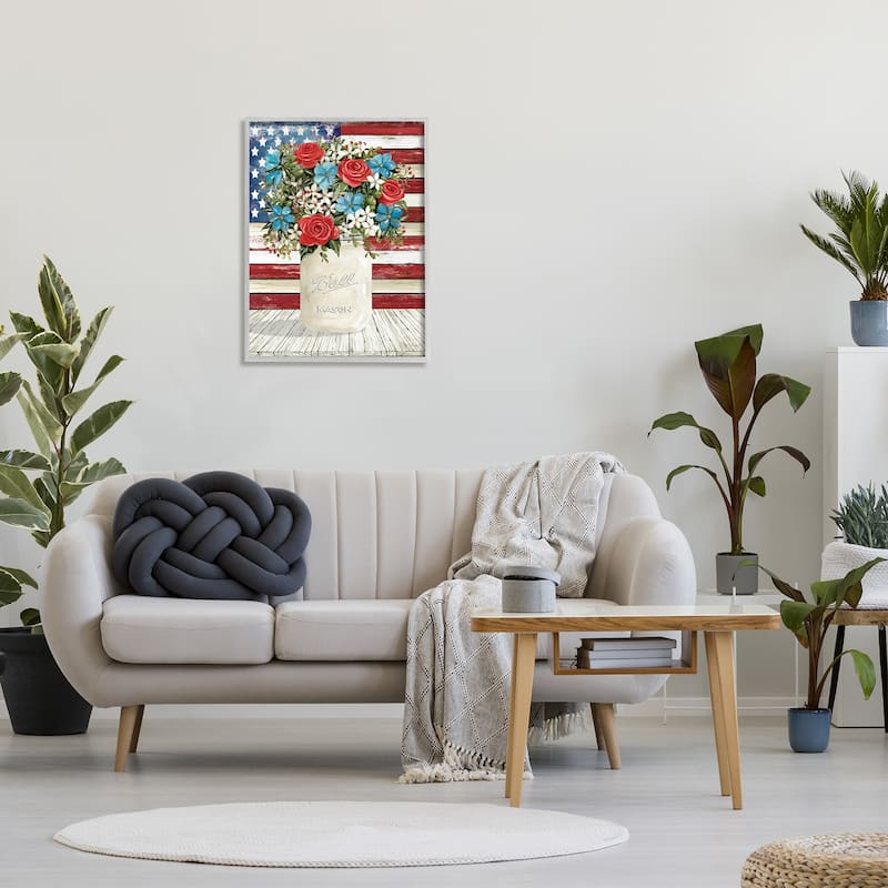 Stupell Industries Americana Flag Festive Bouquet Framed Giclee Art by Cindy Jacobs