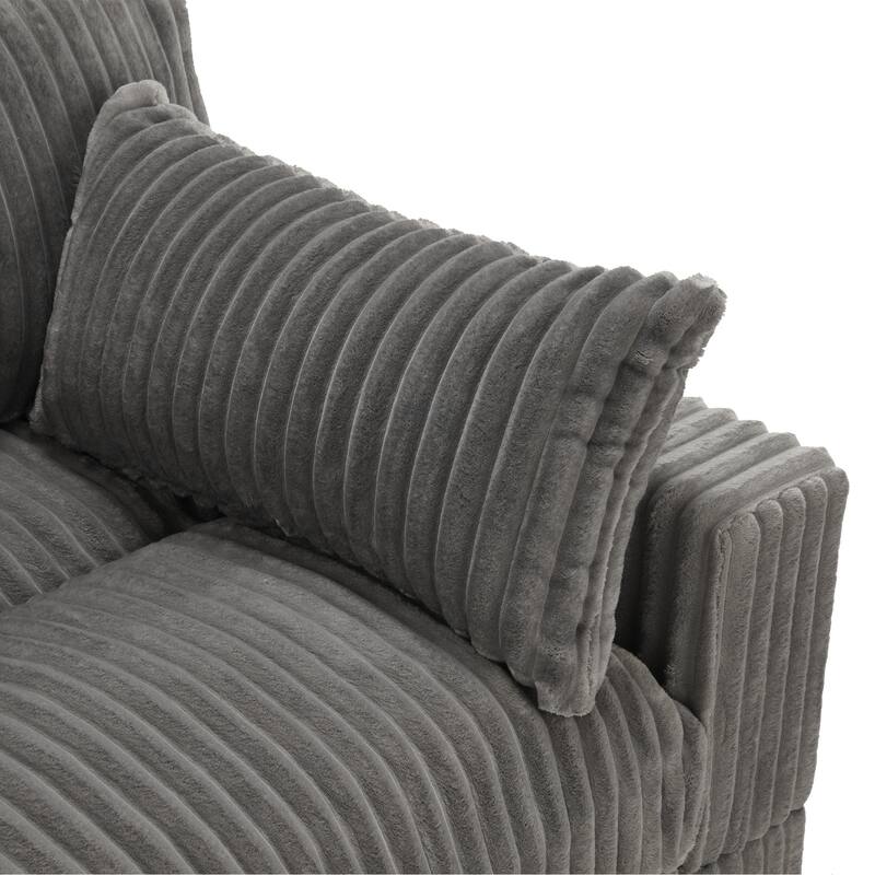 Cloud-Like Flannel Fabric Modular Sectional Sofa with Ottoman