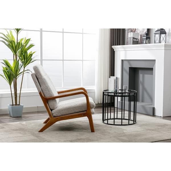 Velvet Accent Chair Wood Frame Arm Chair Removable Cushion Lounge