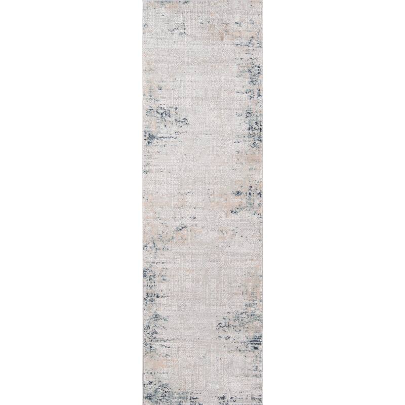 Momeni Genevieve Transitional Abstract Geometric Polyester Area Rug - 2'2" X 7'7" Runner - Silver - Runner/Rectangle