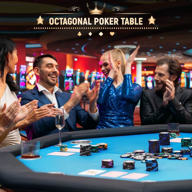 AVAWING 8 Players Game Poker Table Casino Leisure