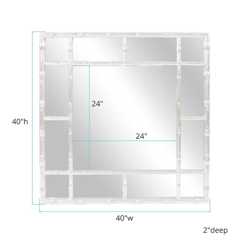 Allan Andrews Bamboo Mirror - Glossy White - 40" x 40" x 2