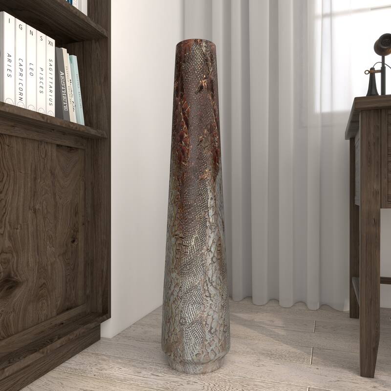 Silver Ceramic Snakeskin Inspired Decorative Vase