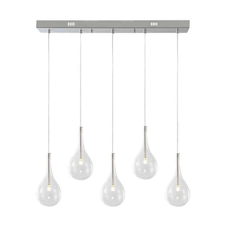 Modern Silver 5-Light Clear Balloon Glass Hanging Cluster Pendant