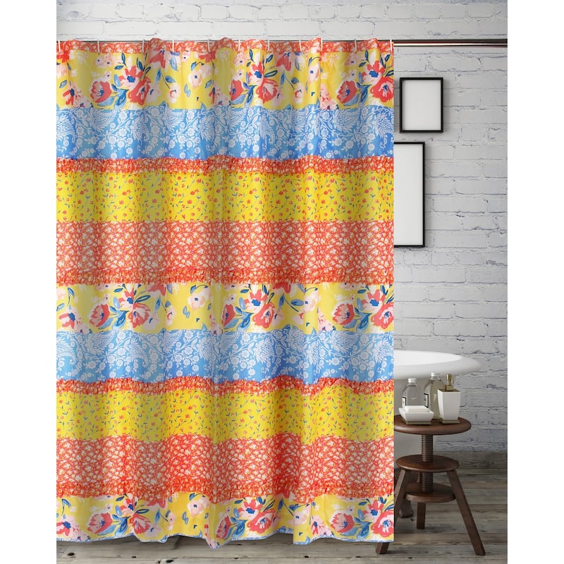 Greenland Home Fashions Skylar Calico Ruffle-Embellished Shower Curtain