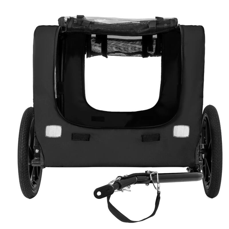 Outdoor Heavy Duty Collapsible Pet Bike Trailer with 16-Inch All-Terrain Wheels & Universal Hitch, Foldable Carrier Cart