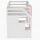 preview thumbnail 15 of 18, Twin Size Low Loft Bed with Side Storage Staircase and Window, Pinewood Frame Playhouse Bed Playful Castle Bed for Children