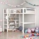 preview thumbnail 2 of 28, Twin Size Metal Loft Bed with 4-Tier Shelves and Storage,Metal Loft Bed With Storage Space,White