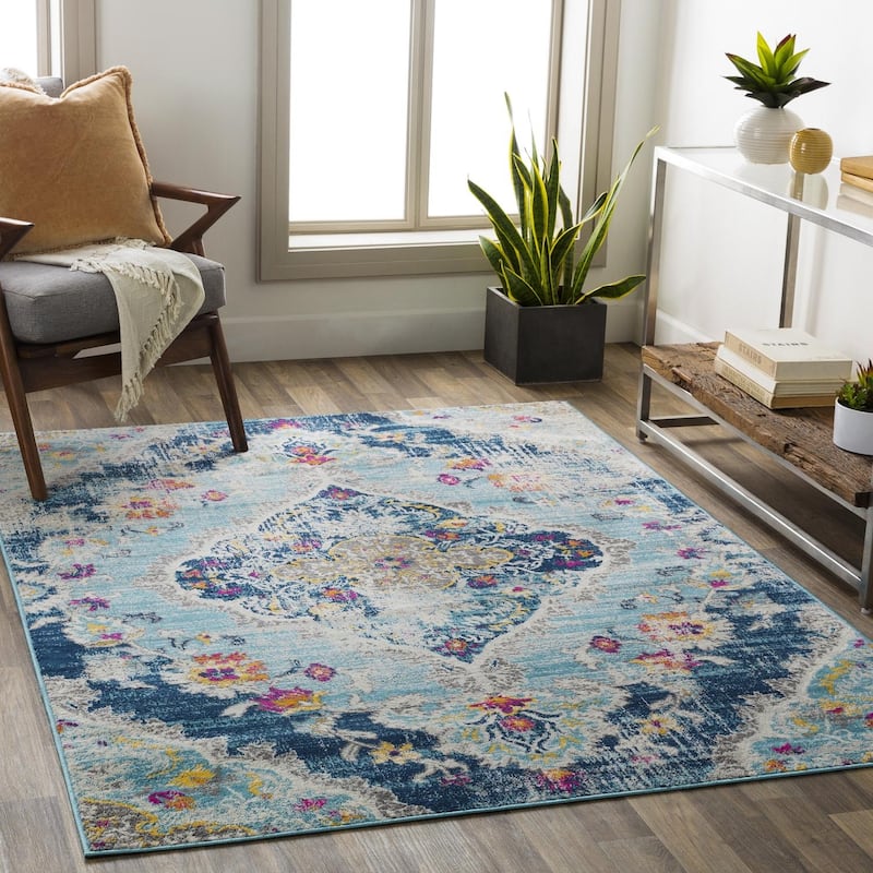 Livabliss Mannie Distressed Boho Medallion Area Rug