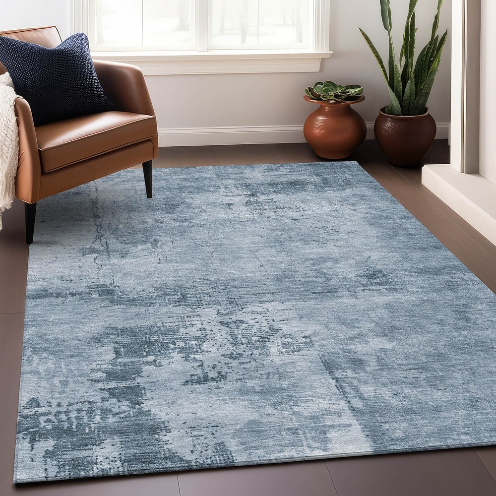 Machine Washable Indoor/ Outdoor Abstract Modern Chantille Rug
